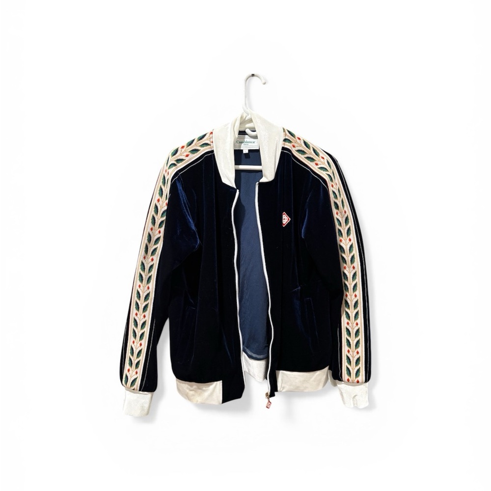 Casablanca Navy Velvet Bomber Jacket - Picture 3 of 9